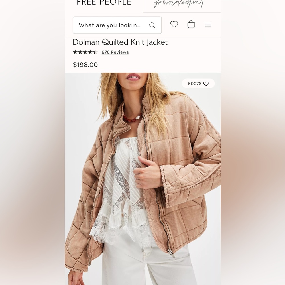 Free People Tan Quilted Jacket